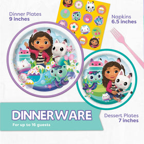 Unique Gabby Dollhouse napkins complete the table setting with kid-friendly charm