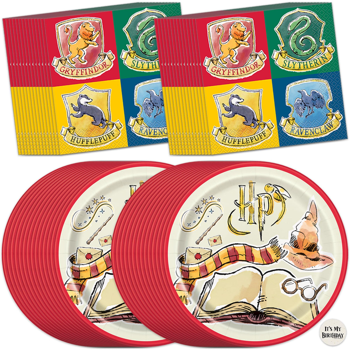 Unique Harry Potter plates and napkins set for 32 guests with sturdy tableware.