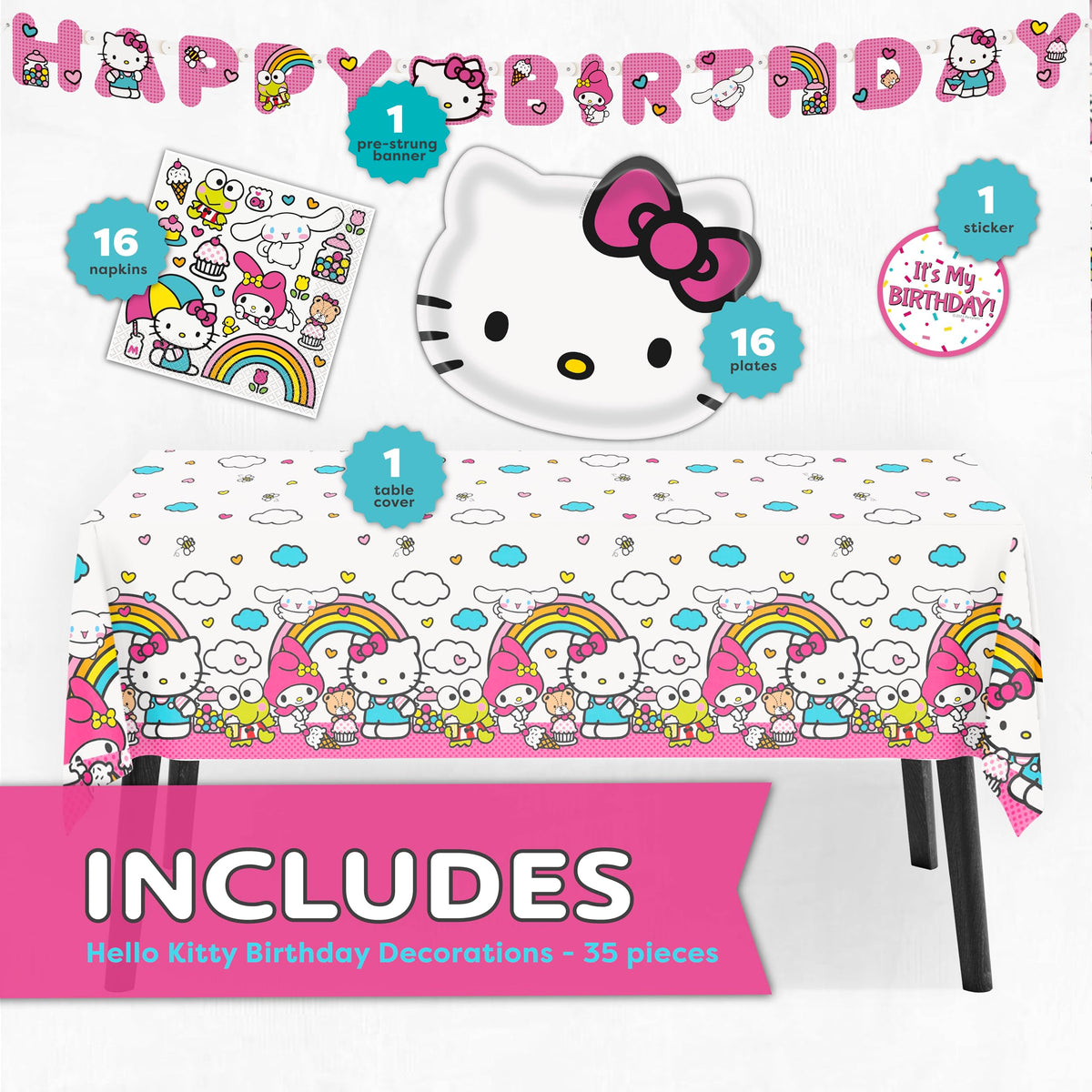 Unique Hello Kitty tablecloth protects surfaces with cheerful style