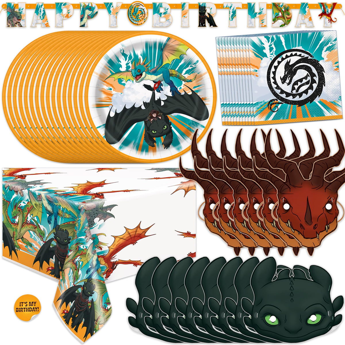 Unique How to Train Your Dragon banner creates a bold party backdrop.
