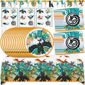 Unique How To Train Your Dragon tablecloth enhances party backdrop with vibrant visuals.