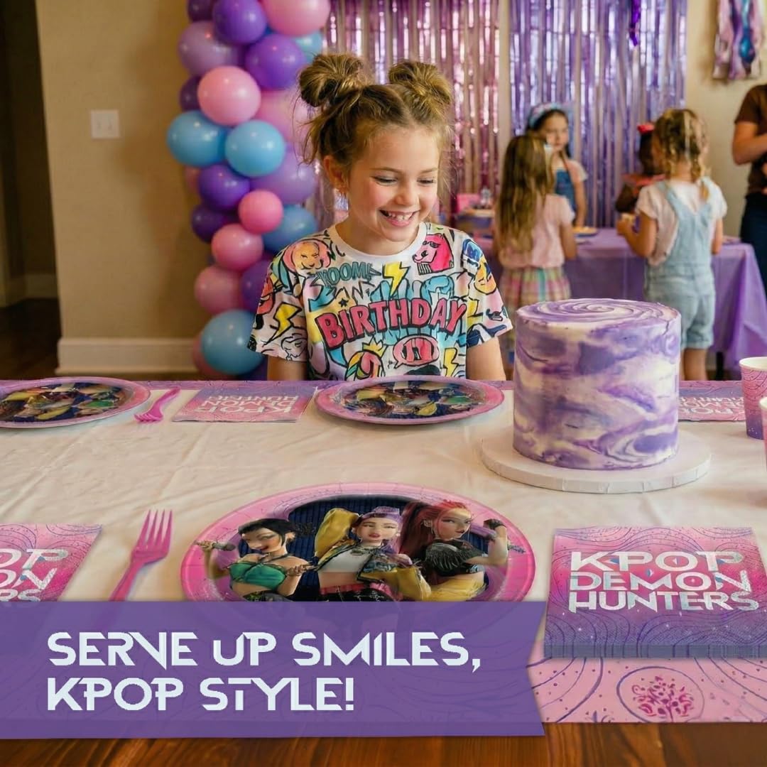 Unique KPop Demon Hunters dessert plate with vibrant design for treats.
