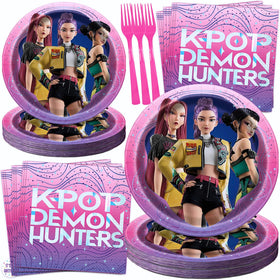 Unique KPop Demon Hunters dinner plate with bold artwork for party tables.