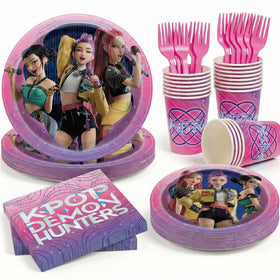 Unique KPop Demon Hunters dinner plates in action for a bold birthday setting