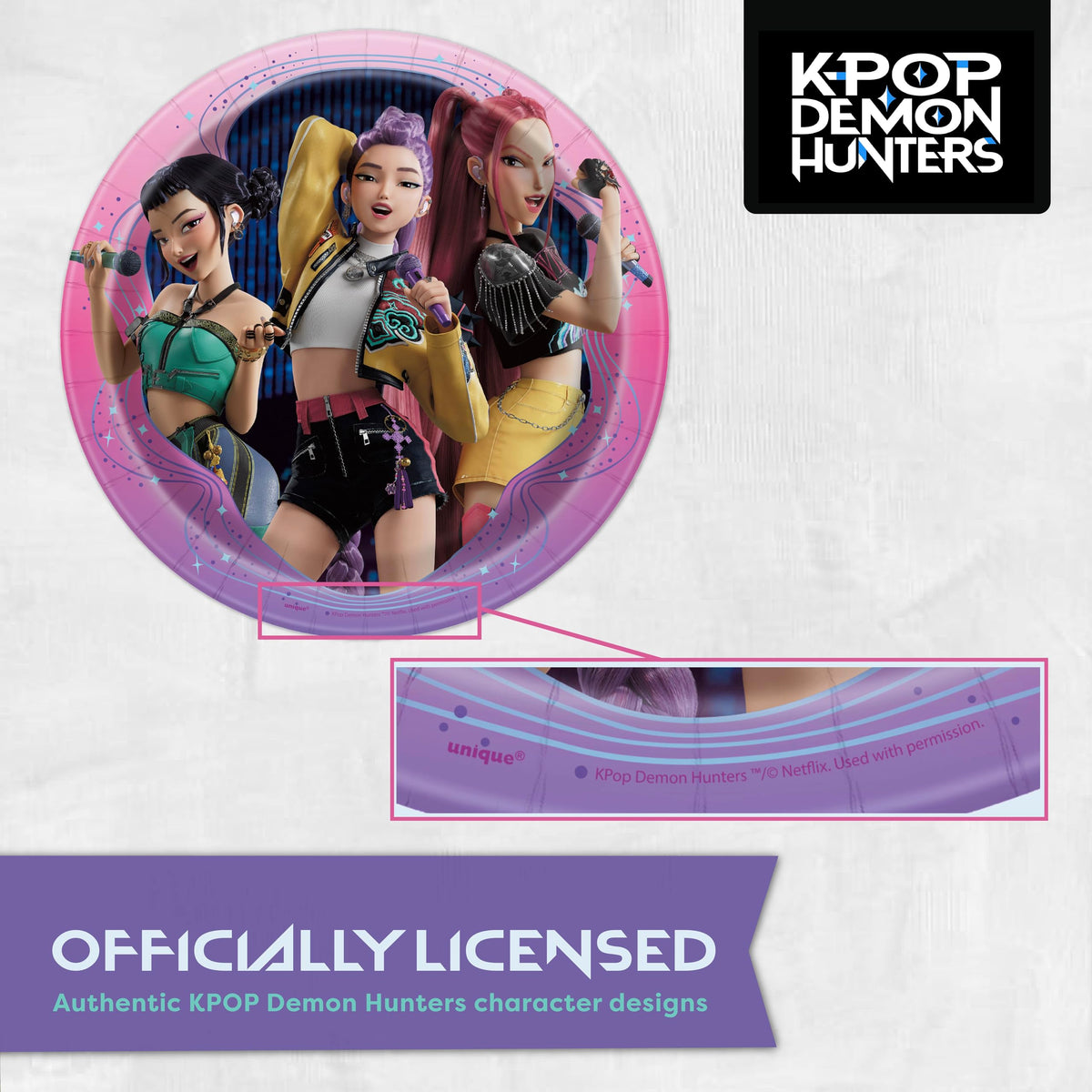 Unique KPop Demon Hunters official licensing stamp on packaging.