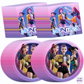 Unique KPop Demon Hunters plates 32-pack with bold dessert-table artwork.