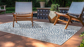Unique Loom Cape Town outdoor rug blue olive; close-up highlights woven texture and durability.