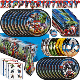 Unique Marvel Avengers banner decor adds hero energy to the party backdrop.