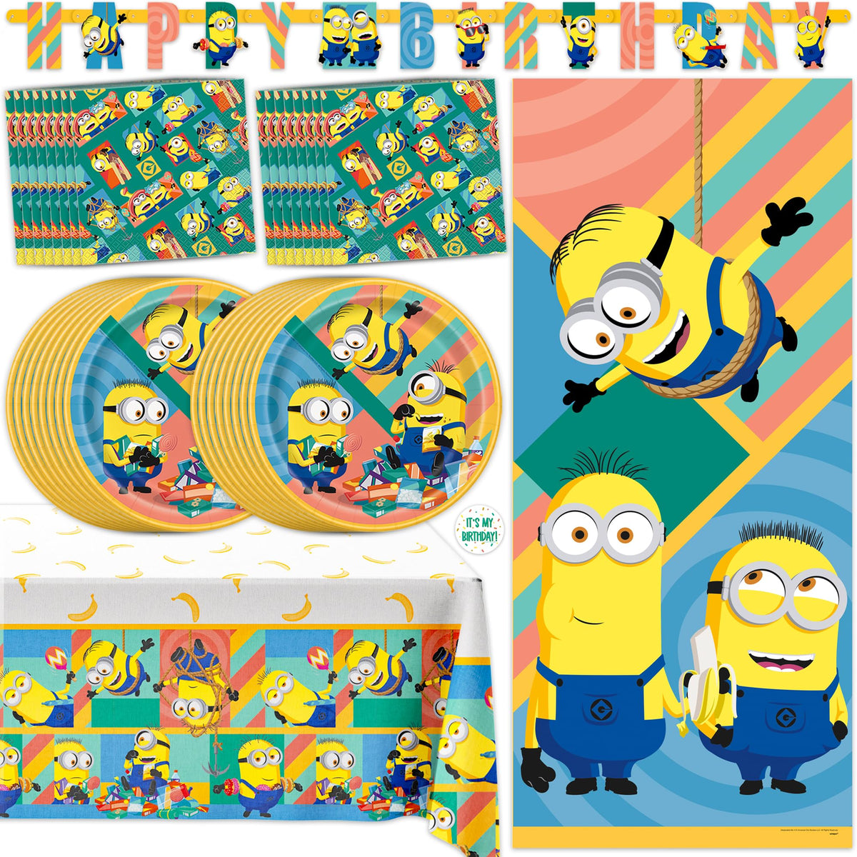 Unique Minions banner 6ft bright decor for a vibrant birthday backdrop.