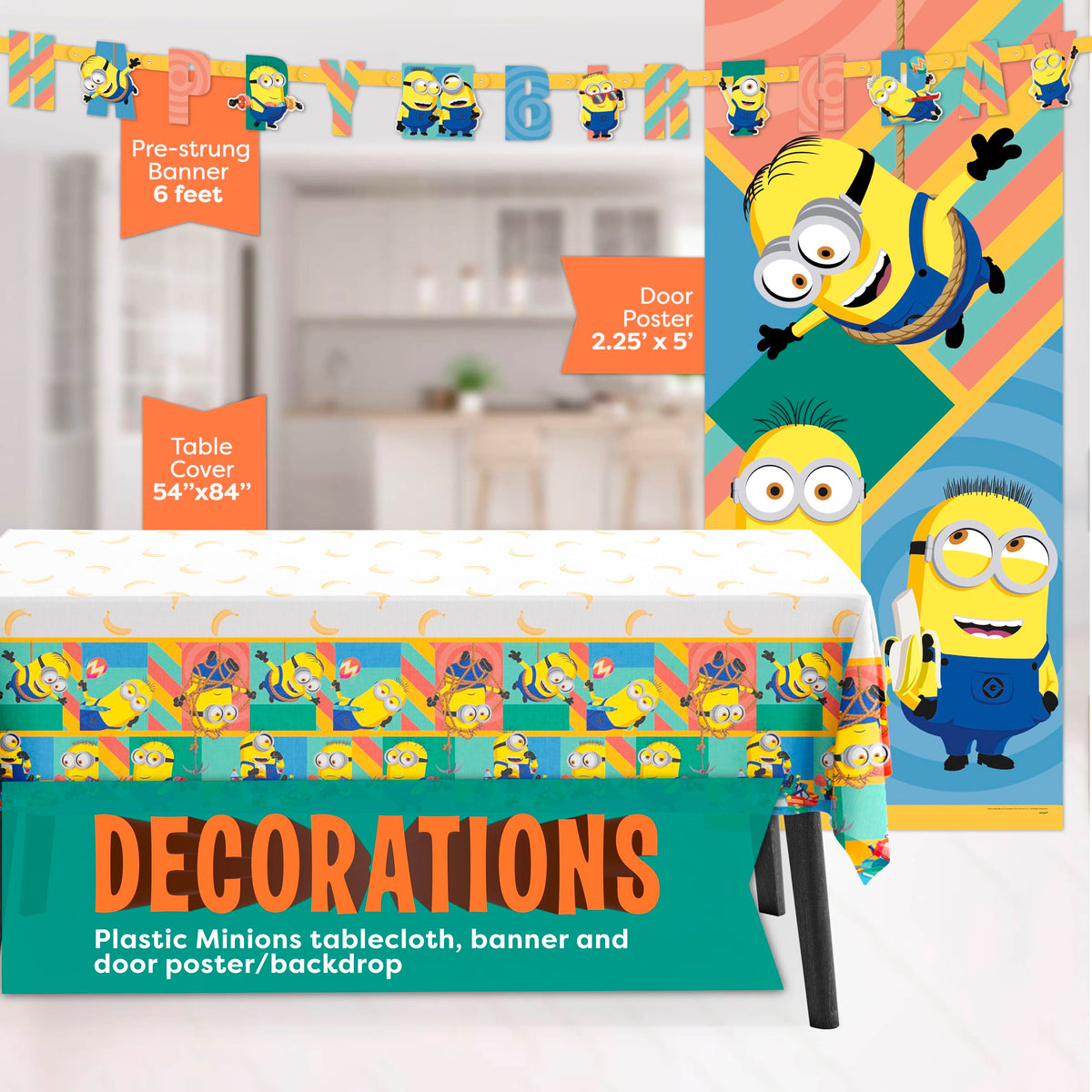 Unique Minions door poster 27x60 doubles as a playful photo backdrop.