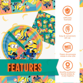 Unique Minions napkins 6.5-inch for quick cleanup.