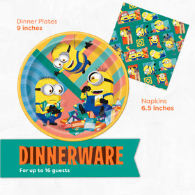 Unique Minions plates 9-inch sturdy for pizza and treats.