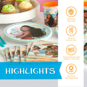 Moana tableware heavy-duty plates and napkins prevent leaks during snacks
