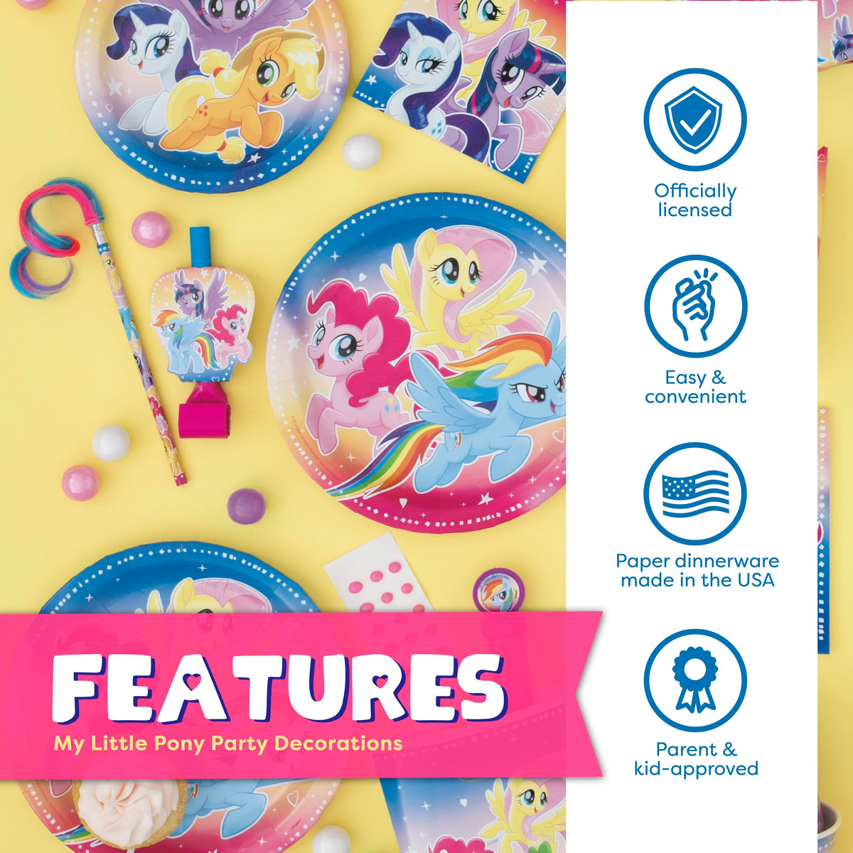 Unique My Little Pony birthday sticker adds a playful finishing touch to outfits.