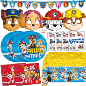 Unique Paw Patrol banner provides a bold birthday backdrop for photos.
