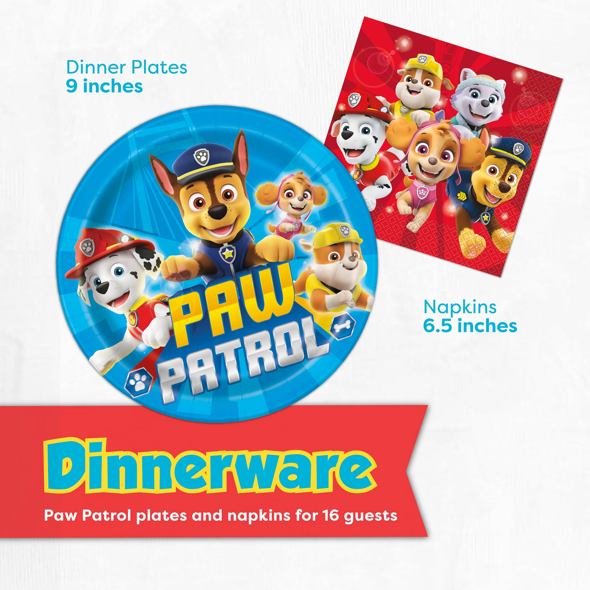 Unique Paw Patrol It's My Birthday sticker on the party table.