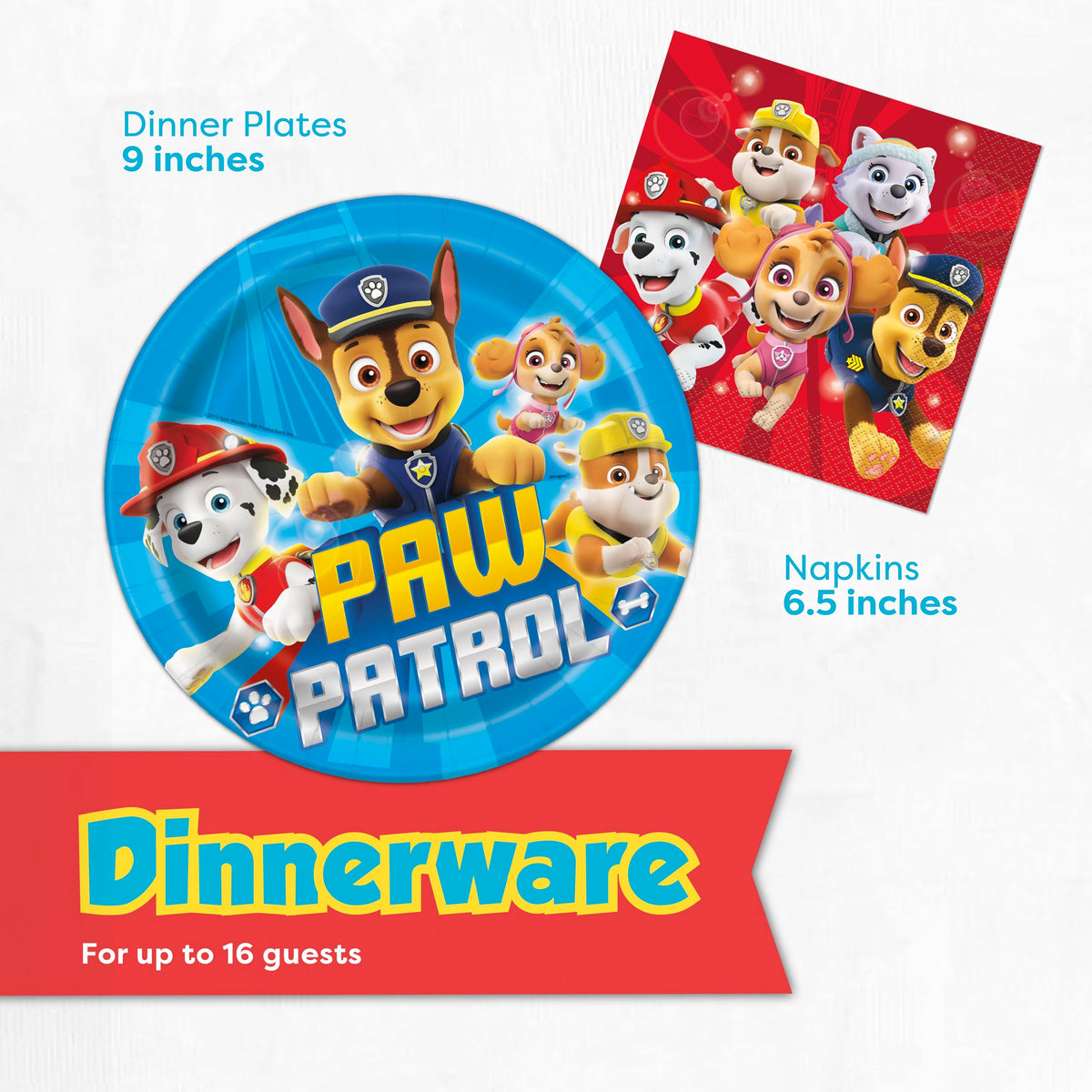 Unique Paw Patrol napkins simplify cleanup in busy moments.