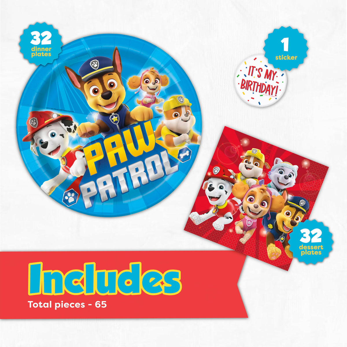 Unique Paw Patrol napkins 6.5-inch durable for messy snacks