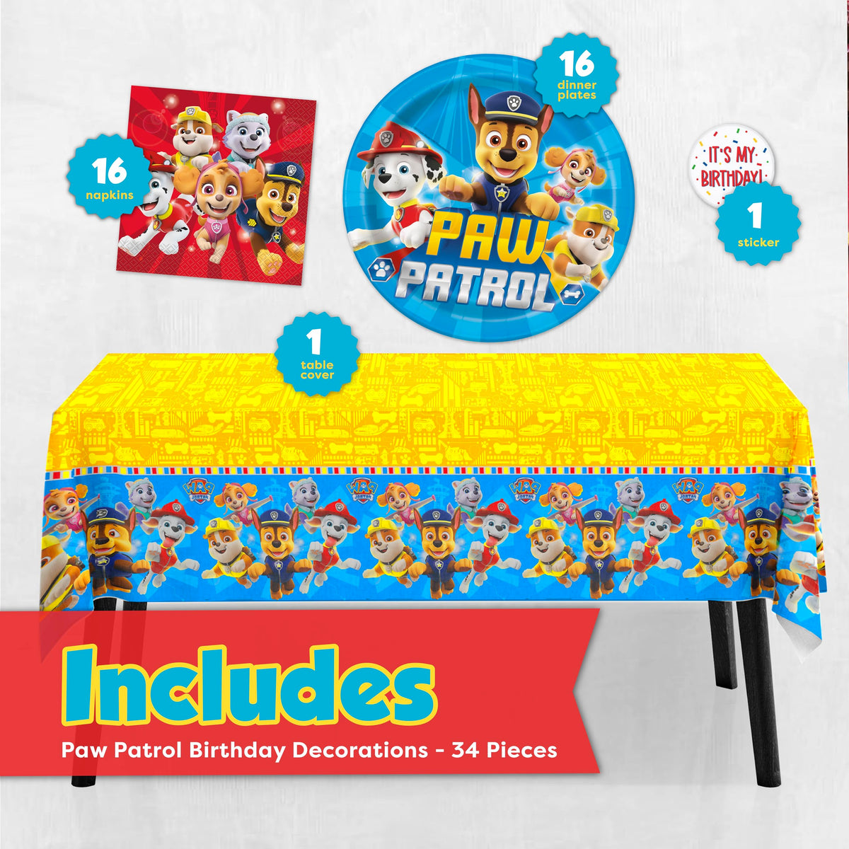 Unique Paw Patrol 9-inch plates ideal for pizza, cupcakes, or cake servings.