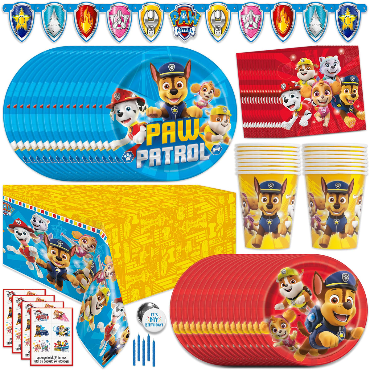 Unique Paw Patrol table cover 54 by 84 inches for party setup.