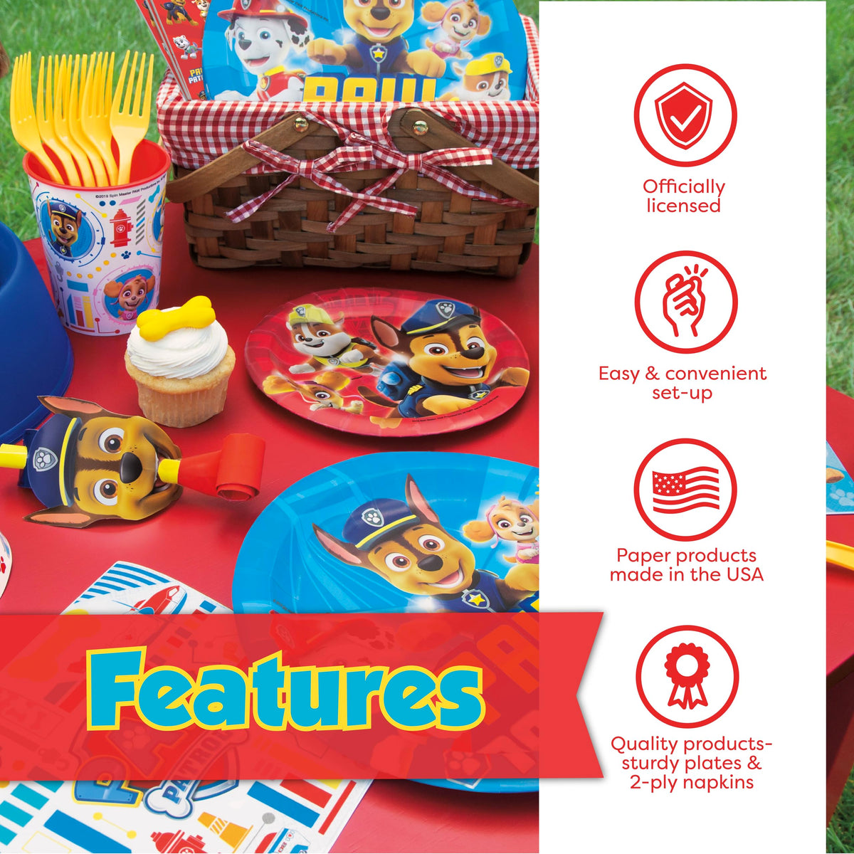 Unique Paw Patrol tablecloth 54x84 protects surfaces while tying decor.
