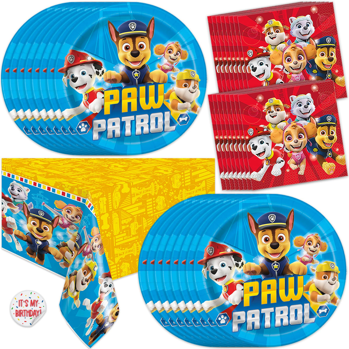 Unique Paw Patrol tablecloth provides spill protection and festive party vibe.