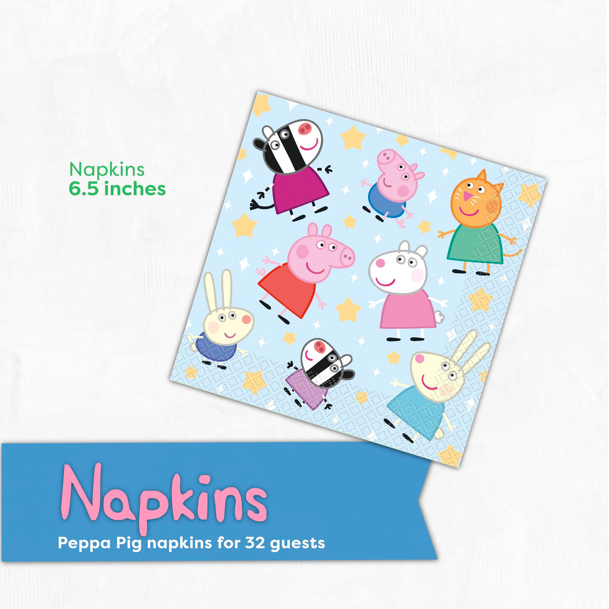 Peppa Pig party tableware set helps simplify party setup.