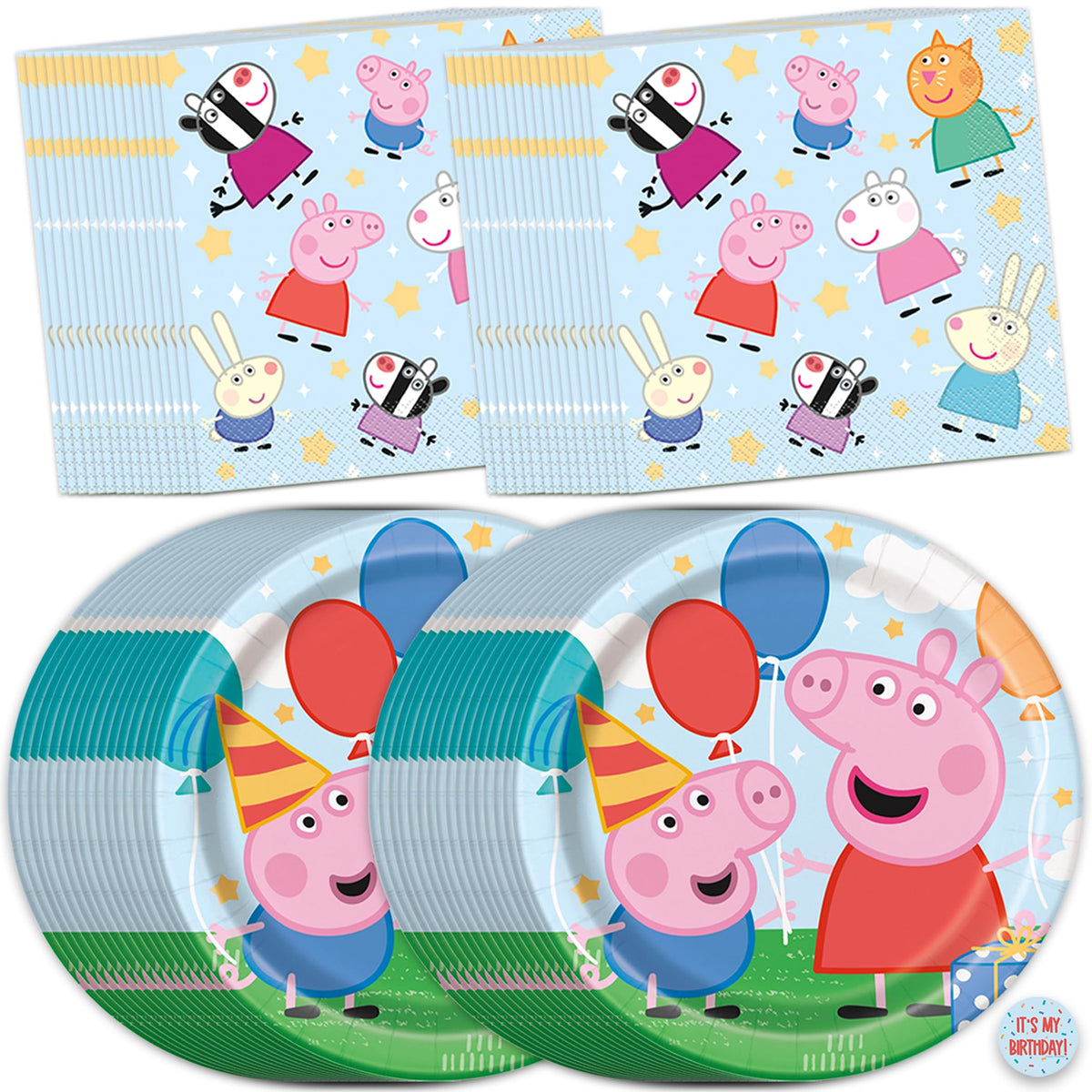 Unique Peppa Pig plates 9-inch offer sturdy support for pizza and cake.