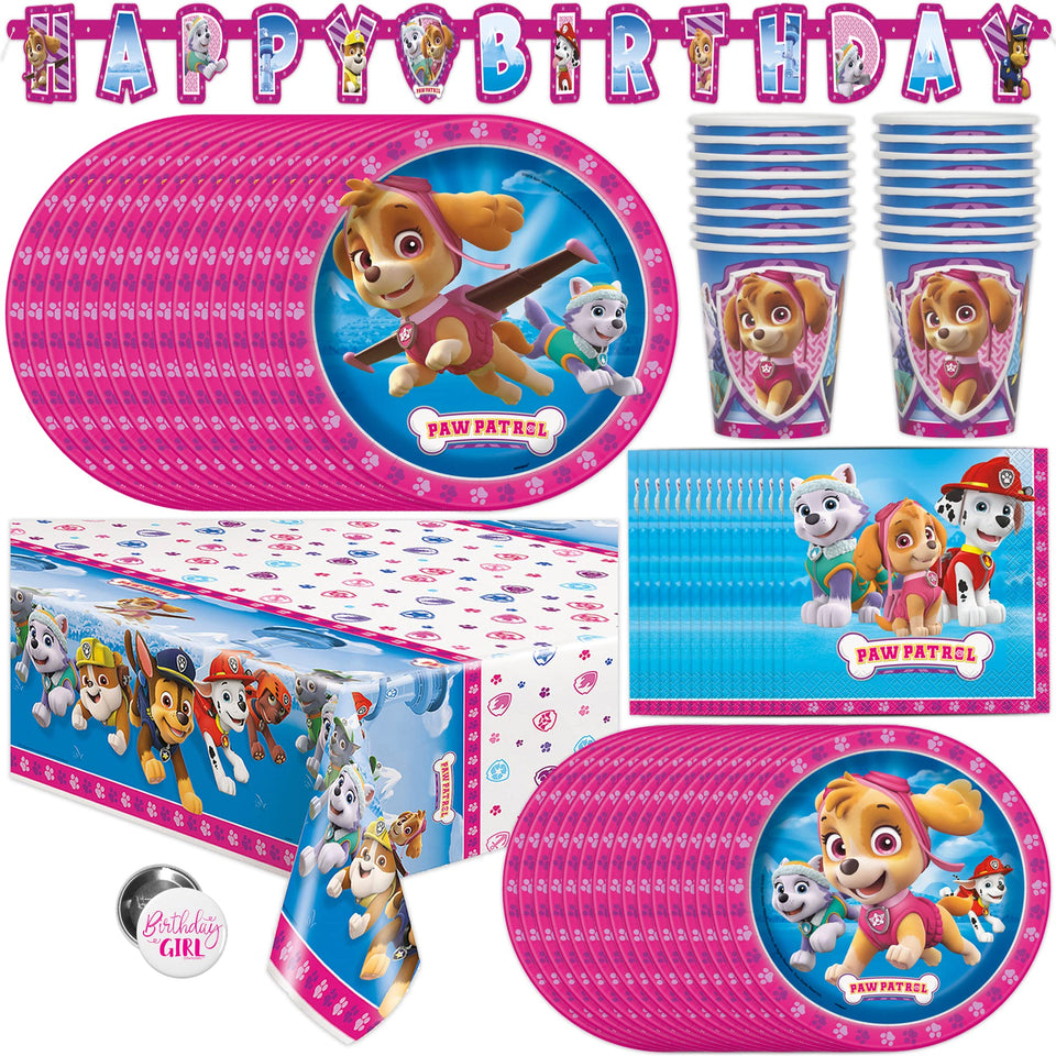 Unique Pink Skye Paw Patrol banner enhances party vibes and takes photos.