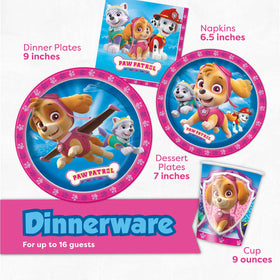 Unique Pink Skye Paw Patrol cups hold beverages for all guests with ease.