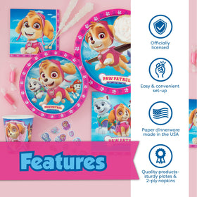 Unique Pink Skye Paw Patrol 9-inch plates provide sturdy serving options for meals.