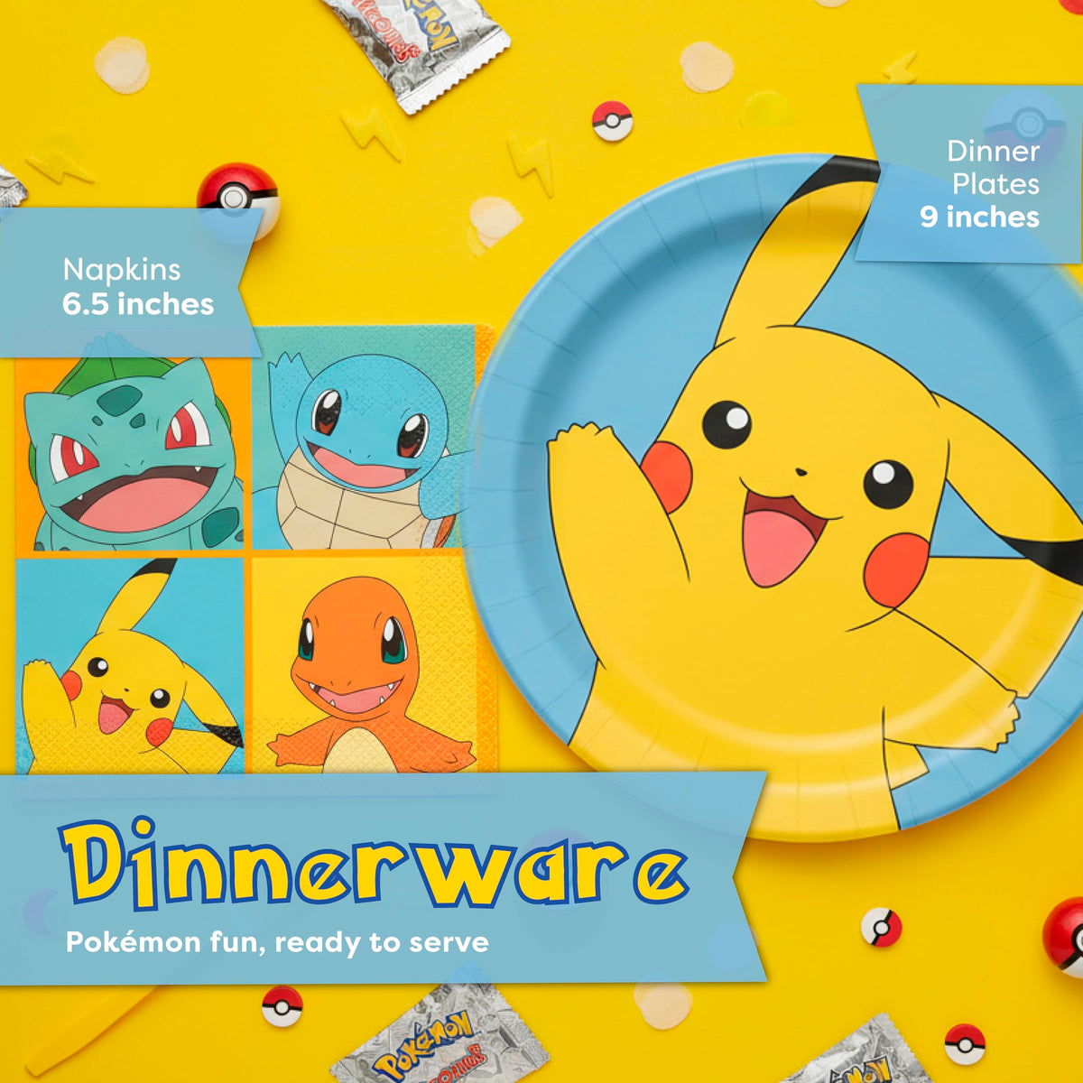 Unique Pokemon balloons pack adds color and celebratory height.