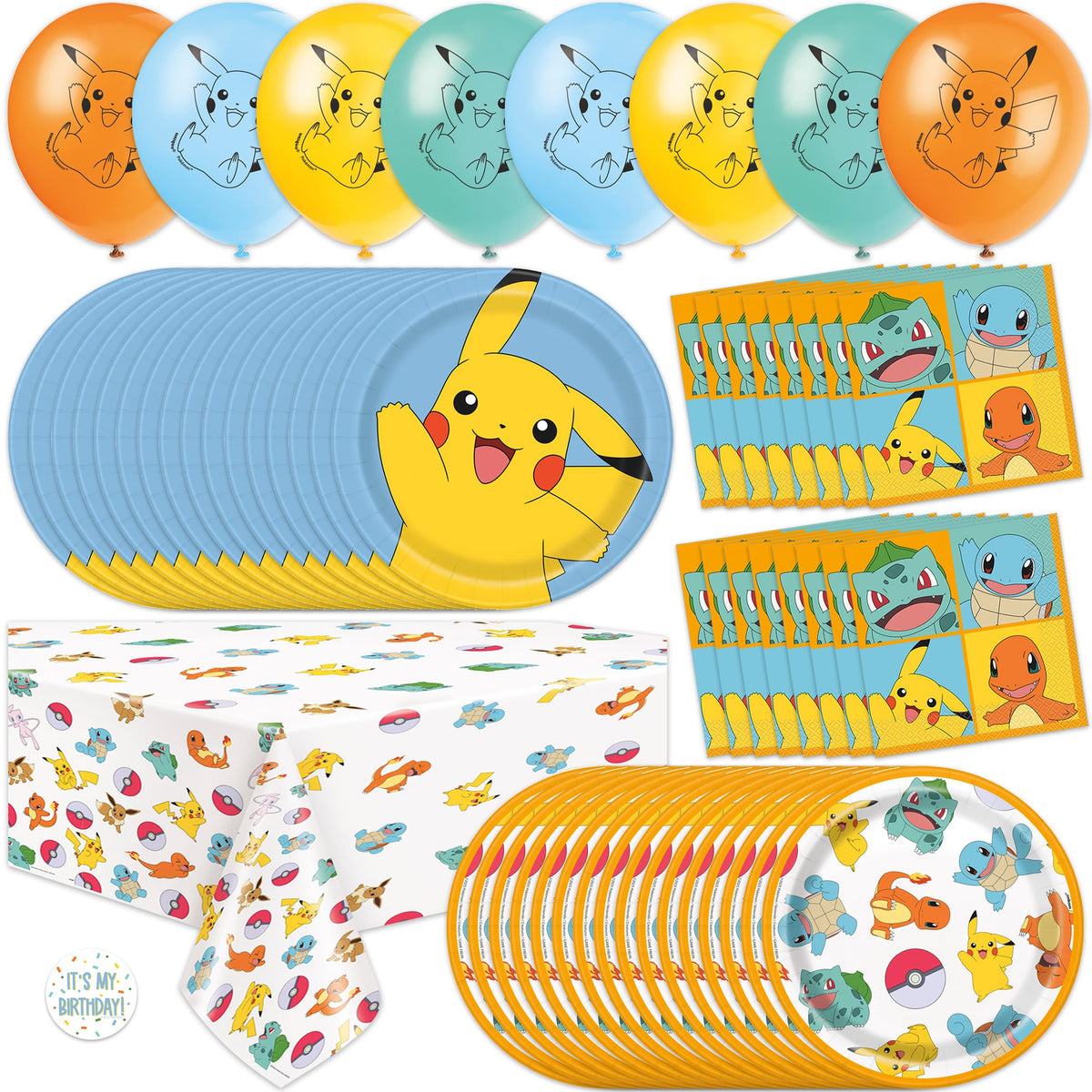 Unique Pokemon birthday balloons brighten the party space and set a cheerful theme.