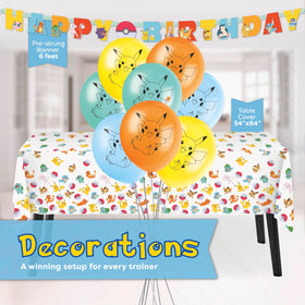 Unique Pokemon latex balloons add color and excitement to the space