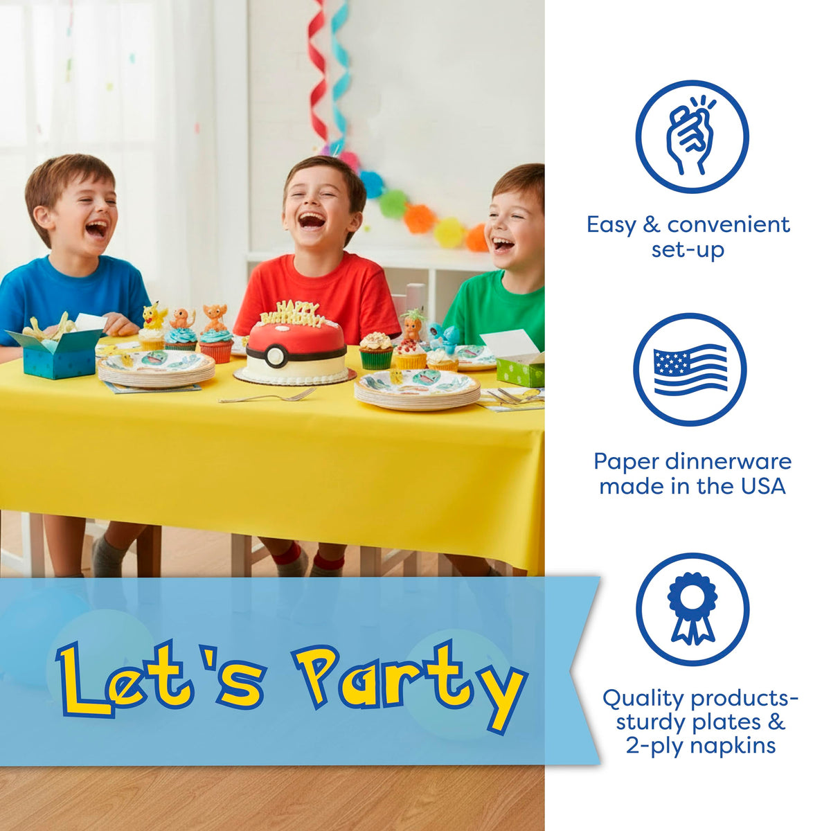 Unique Pokemon birthday sticker adds a festive finishing touch to the table.