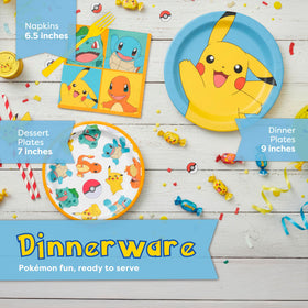 Unique Pokemon nine-inch dinner plates sturdy for pizza and cake