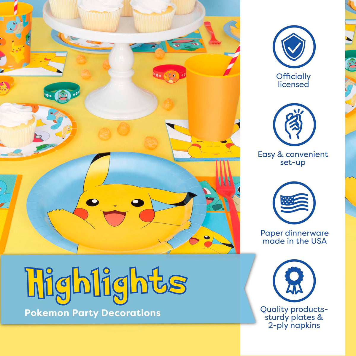 Unique Pokemon napkins offer sturdy cleanup and cohesive styling.