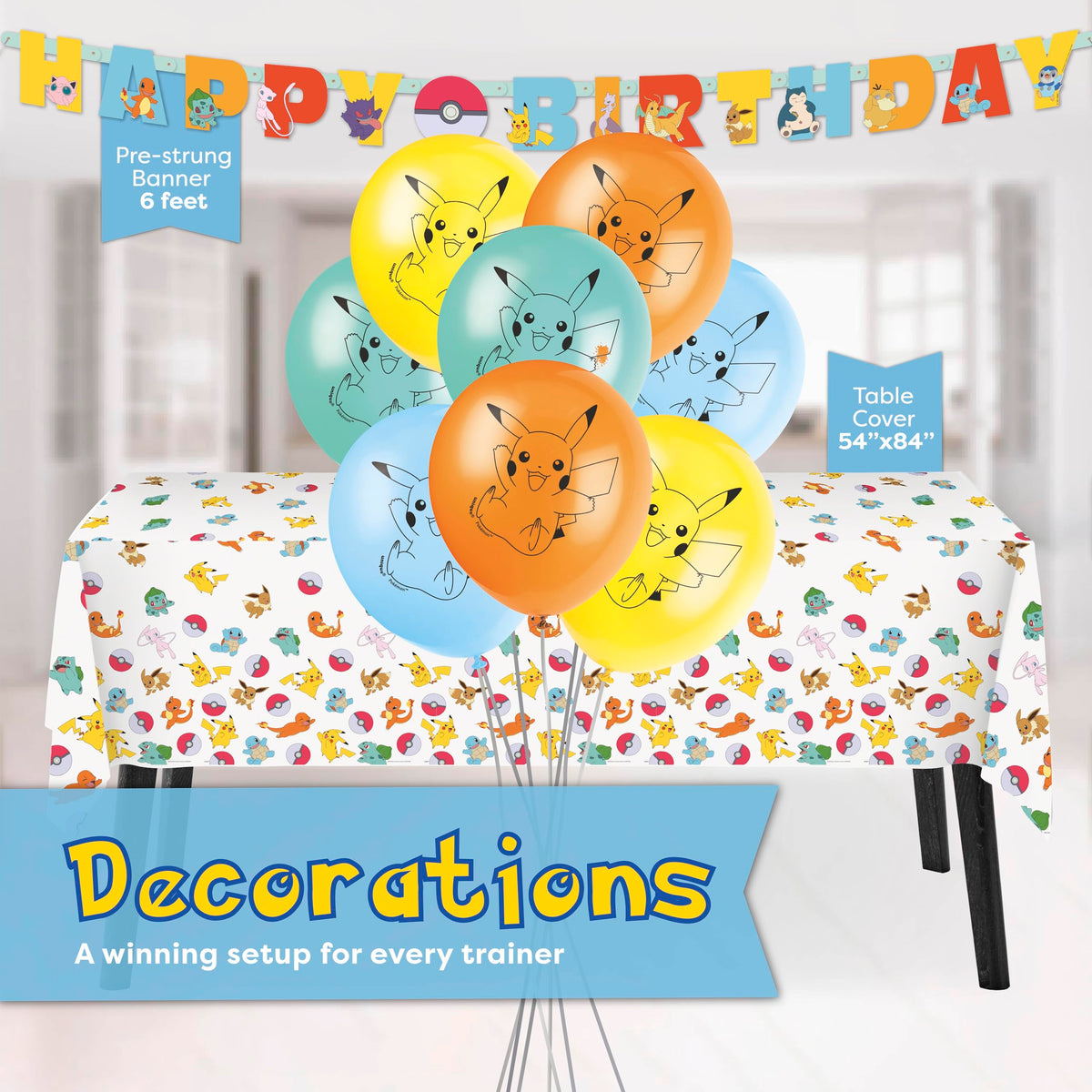 Unique Pokemon napkins 7-inch absorb spills and match the theme.