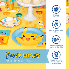 Unique Pokemon party decorations kit creates a cohesive theme for the event.