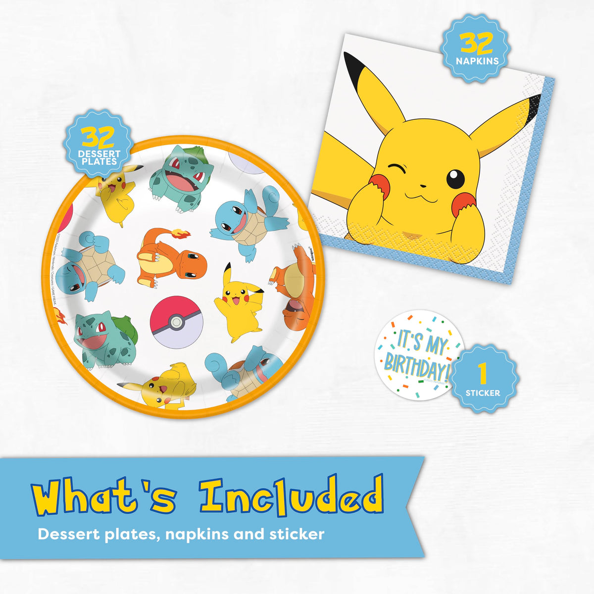 Unique Pokemon 7-inch plates designed for cake and cupcakes