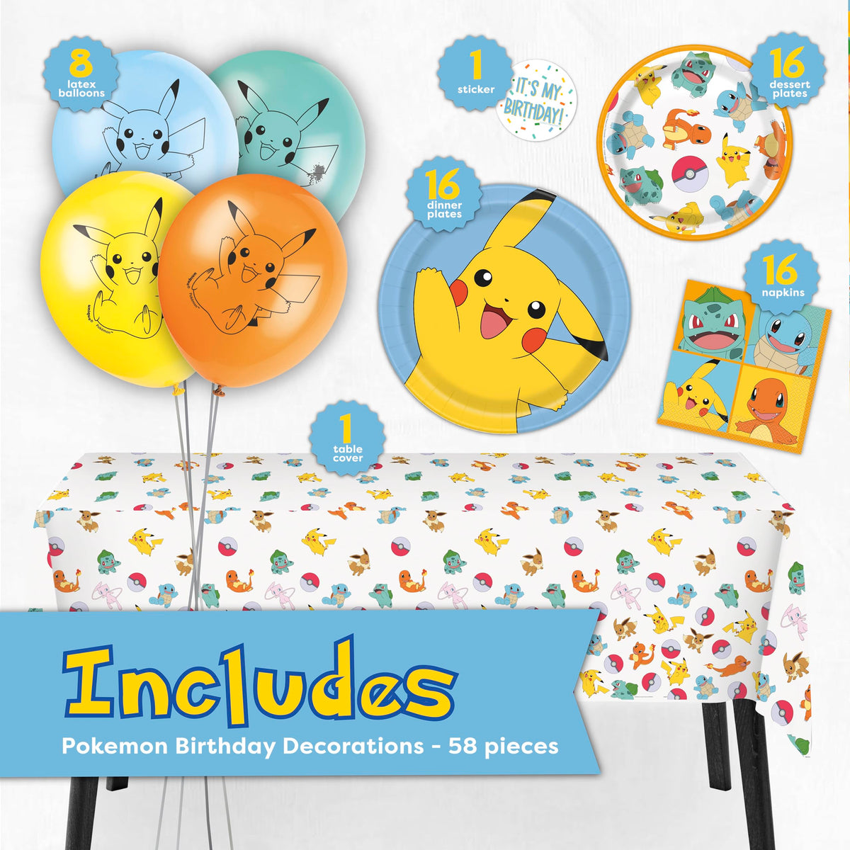 Unique Pokemon tablecover frames the table and protects surfaces.