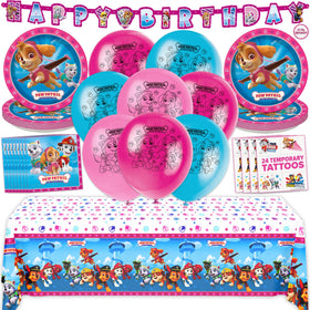 Unique Skye Paw Patrol pink banner decor adds vibrant party backdrop