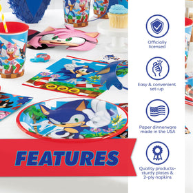 Unique Sonic candles and sticker add finishing touches for a keepsake moment.