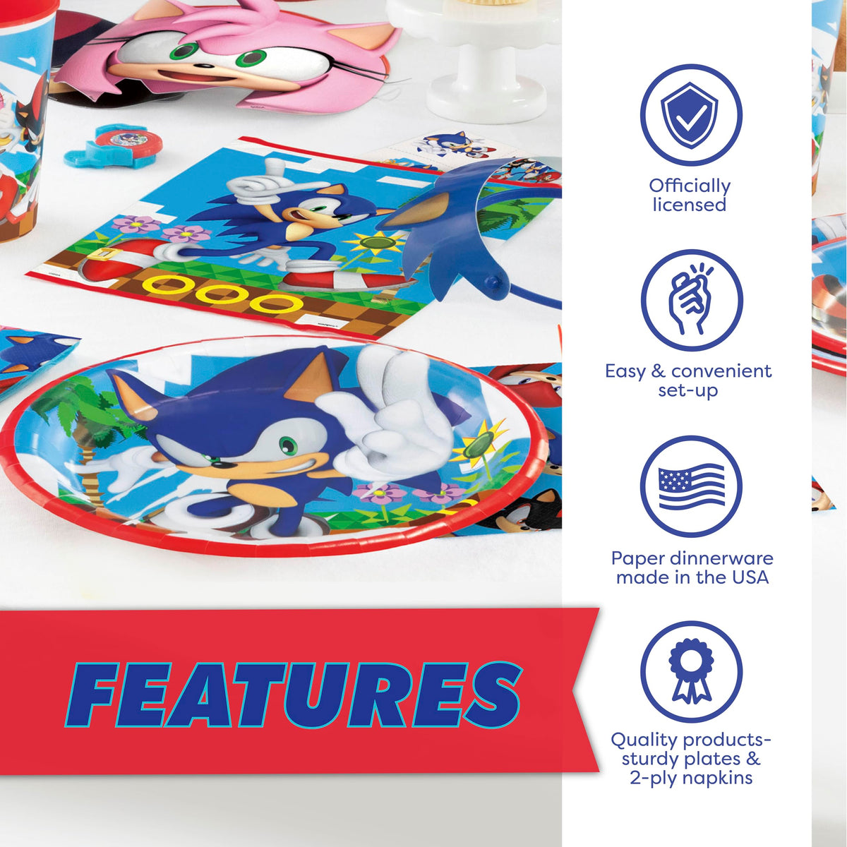 Unique Sonic napkins 6.5 inches for quick cleanup and coordinated tableware
