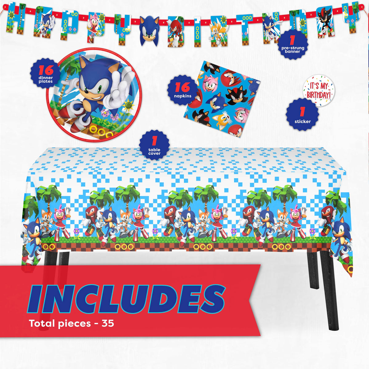 Unique Sonic 6.5-inch napkins for quick cleanup and festive moments.