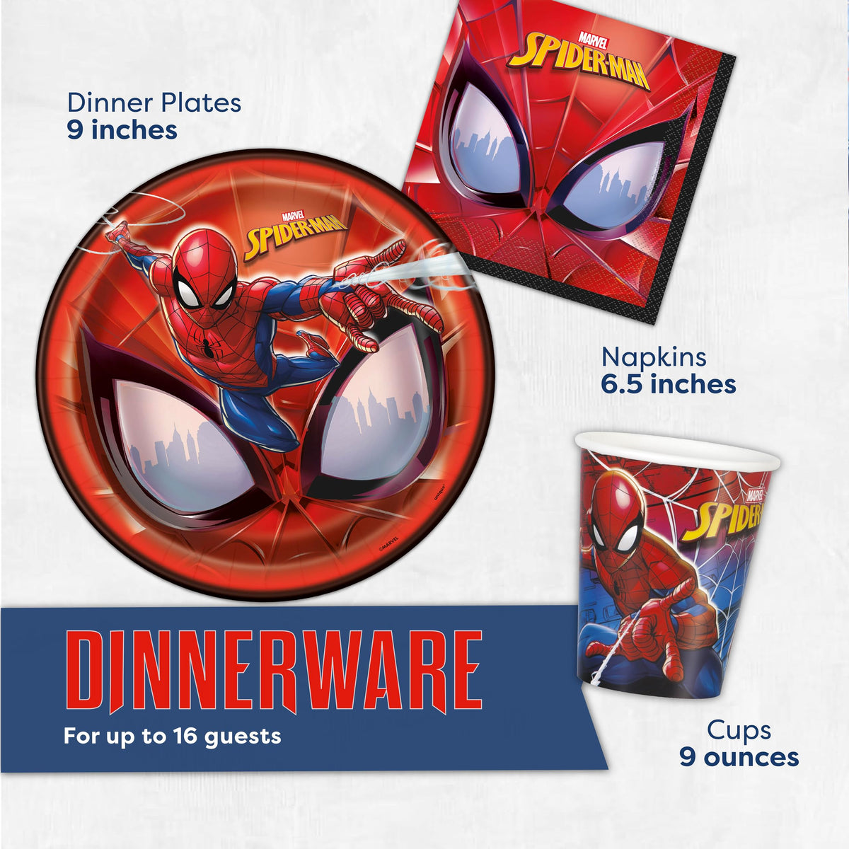 Unique Spiderman napkins complete the theme and handle messy hands easily.