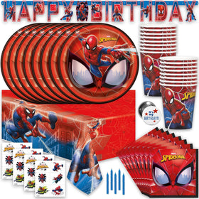 Unique Spiderman table cover adds vibrant color and helps protect surfaces during the party.