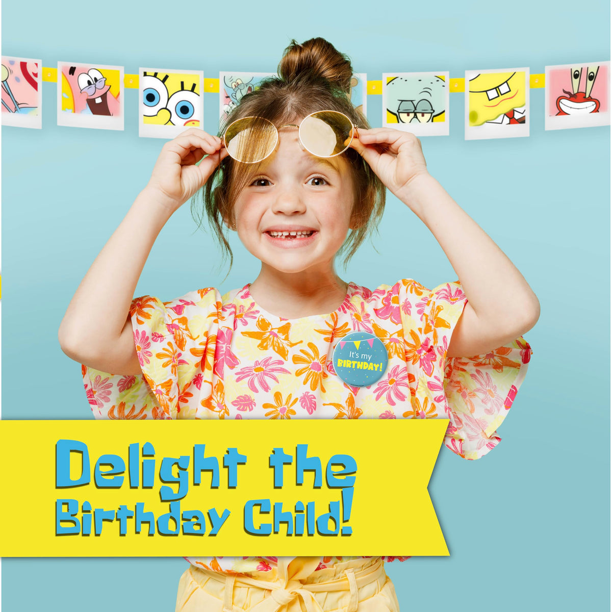 Unique Spongebob birthday button highlights the guest of honor