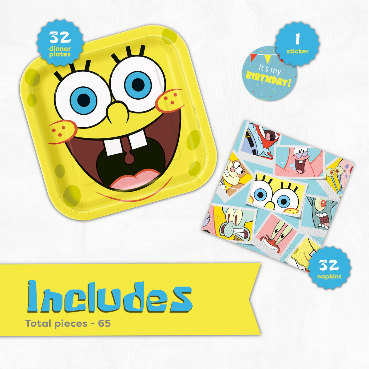 Unique Spongebob napkins 6.5-inch, absorbent and mess-ready