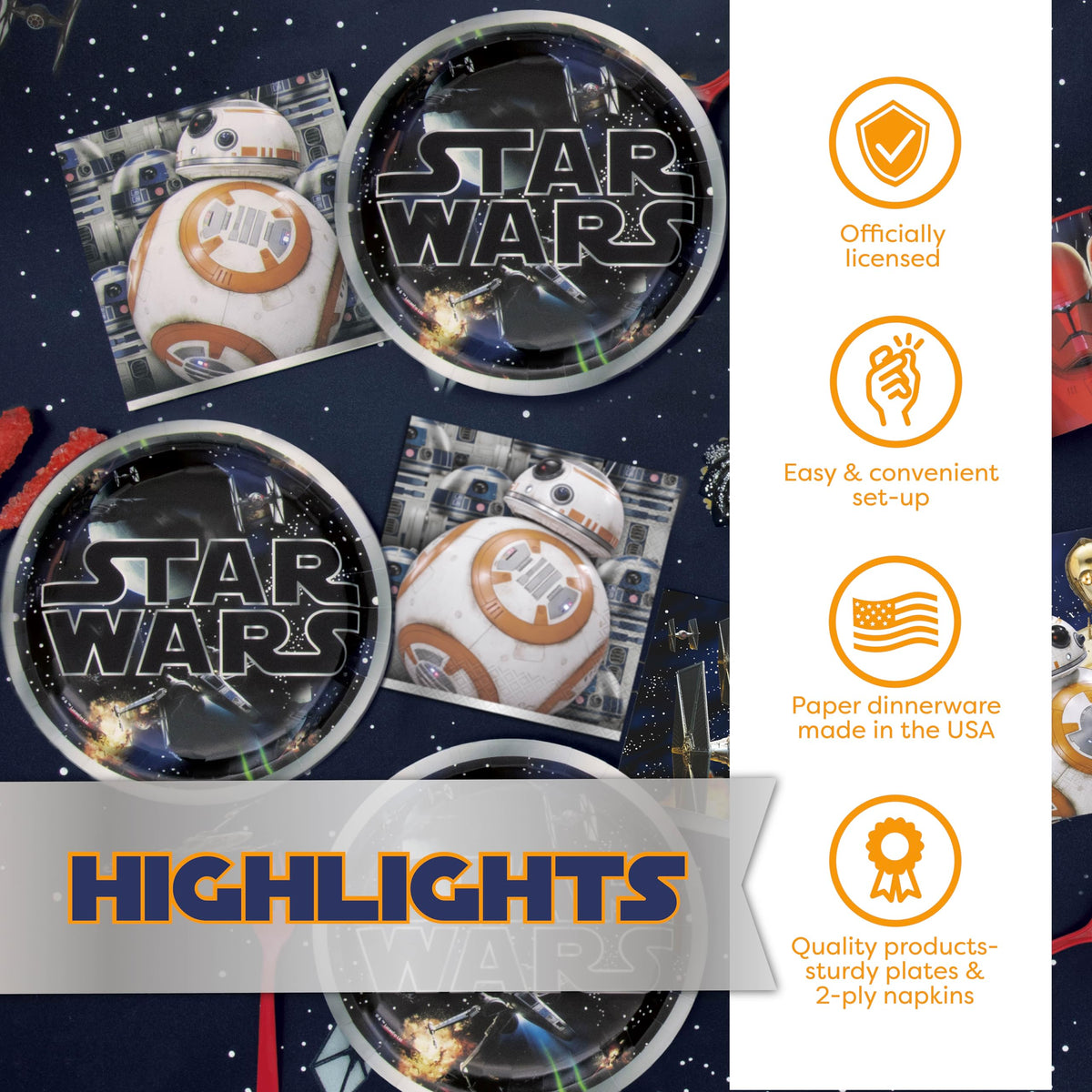 Unique Star Wars tableware layout for cohesive party styling